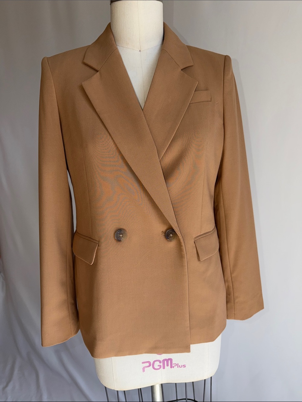 DKNY Double-Breasted Camel Brown Blazer